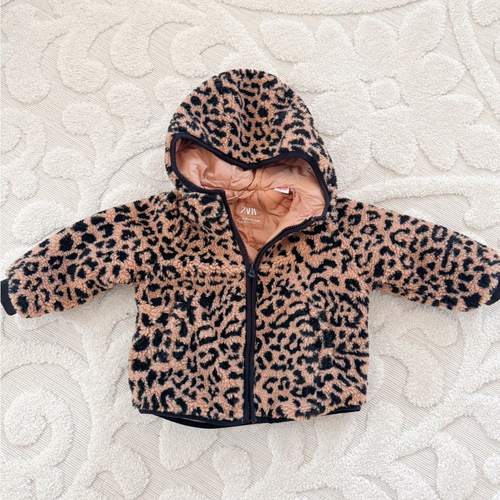 Zara cheetah print Sherpa coat